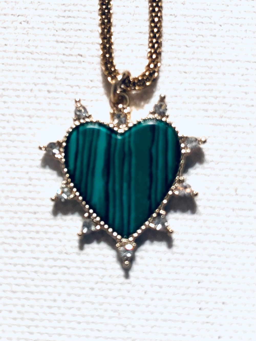 Malachite Simulated Beautiful Heart Necklace